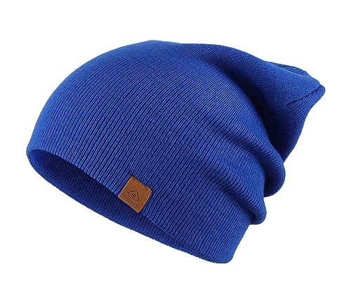 Home Prefer Mens Winter Hats Acrylic Knit Cuff Beanie Cap Warm Womens Beanie Hat - color: Bright Royal