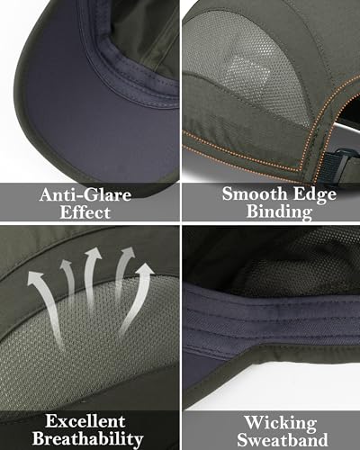 GADIEMKENSD Outdoor Running Hat Breathable Mesh 2PACK - color: Army Green, size: 6 7/8-7 1/4