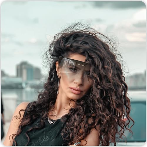 mayoken® Full Face Shield Sunglasses, Futuristic Wraparound Sun Protection Face Shield for Men & Women, Anti-Fog Mirror Glasses, Lightweight & Comfortable Gradient Gray - color: Ombre Gray