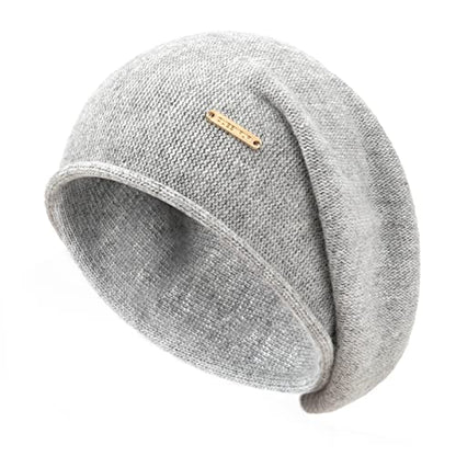 Knit Slouchy Beanie Hats for Women Cashmere Ski Cap Knitted Wool Soft Warm Winter Hat - color: A07-soft Grey