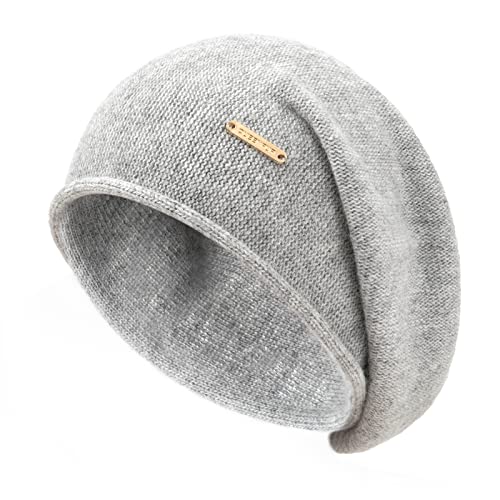 Knit Slouchy Beanie Hats for Women Cashmere Ski Cap Knitted Wool Soft Warm Winter Hat - color: A07-soft Grey