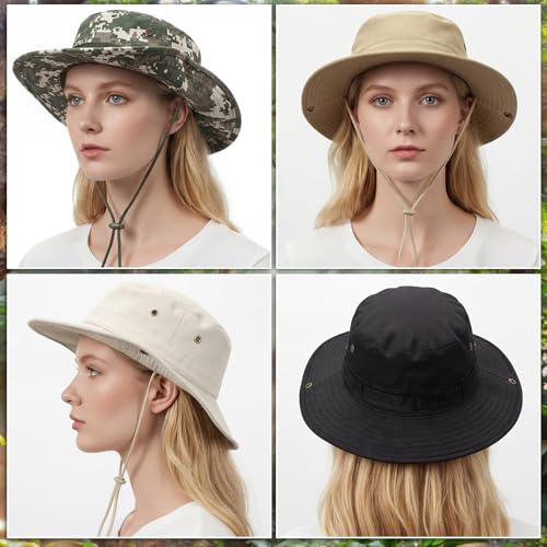 Wide Brim Boonie Hats for Men and Women with Chin Straps - color: Multicolor 2