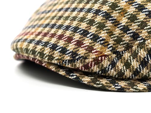 Men's Classic Patchwork Herringbone Checker Plaid Newsboy Ivy Hat Flat Cap - color: Camel Plaid, size: Large-X-Large