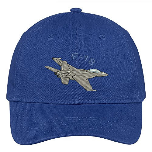 Trendy Apparel Shop F-18 Hornet Embroidered Cap Premium Cotton Dad Hat - color: Royal