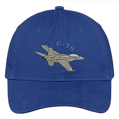Trendy Apparel Shop F-18 Hornet Embroidered Cap Premium Cotton Dad Hat - color: Royal