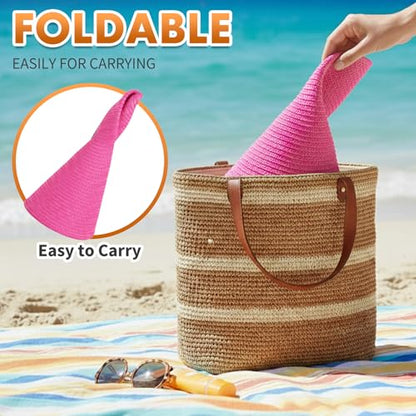 Barelove Sun Straw Hat Wide Brim Shape Hat with UPF 80+, Packable Foldable Floppy Summer Beach Hat for Women Men - color: Rose