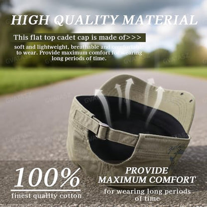 Men's Cotton Cadet Army Cap Adjustable Military Flat Top Baseball Caps Fashion Short Brim Hats Hip Hop Umpire Hat