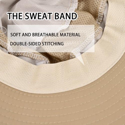 ZOORON Sun Hats for Men Women with Neck Flap Fishing UPF 50+ UV Protection - color: Khaki (With Face Cover)