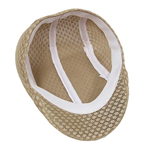 WITHMOONS Breathable Mesh Summer Hat Newsboy Ivy Cap Cabbie Flat Cap UZ30053 - color: Beige