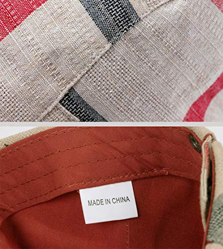 Gudessly Mens Adjustable Colorful Striped Plaid Ivy Newsboy Cabbie Gatsby Golf Cap Flat Cotton Hat Thin Cap - color: 446beige