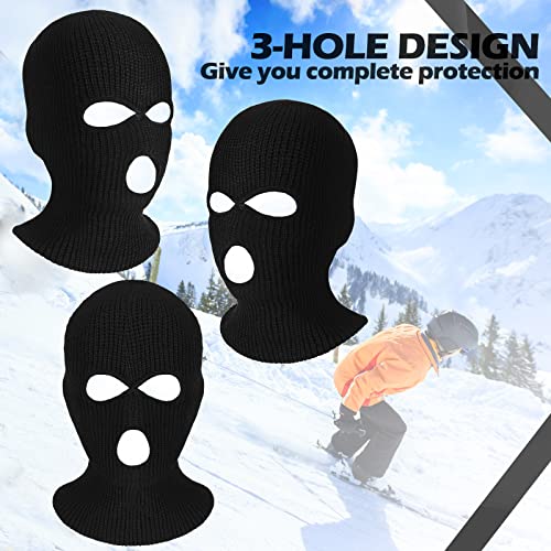 3 Hole Balaclava Ski Mask Cover Winter Knitted - color: Black