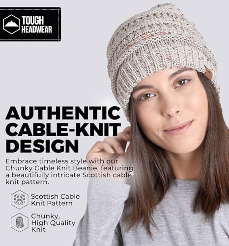 Tough Headwear Slouchy Beanie Hat - Itch-Free Winter Hats for Women - Stretchable Beanies for Women - Acrylic Winter Gear - color: Off White Confetti