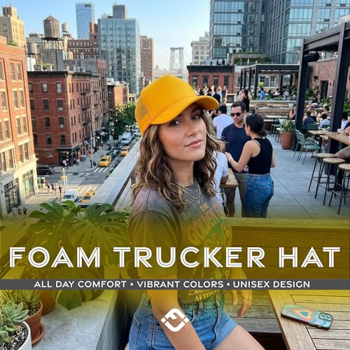 Funky Junque Blank Mesh Foam Lightweight Snapback Trucker Hat - color: Gold