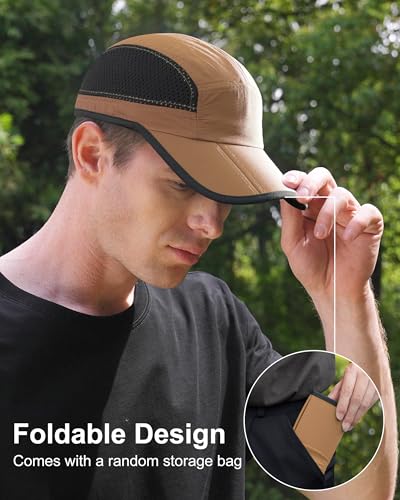 GADIEMKENSD Mens Folding Outdoor Hat Long Brim UPF 50+ Sun Protection - color: Folding Camel