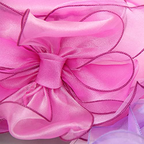 Women's Kentucky Derby Church Dress Hat Wide Brim Leaf Flower Bridal Shower Hat - color: S5-rose