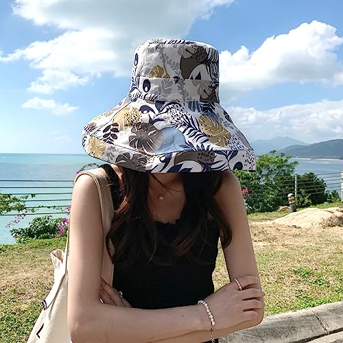 HUAMULAN Women Summer Vacation Wide Brim Sun Hat Reversible Fishing Hats - color: Black
