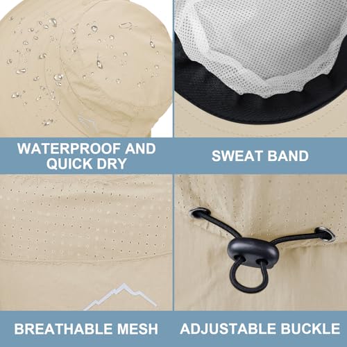Sun Hat for Men Women with Neck Flap,UPF 50+ UV Protection Fishing Hat - color: 1pack-style2-beige(with Face Cover)