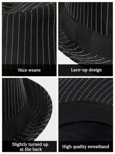 BABEYOND Men's 1920s Short Brim Trilby Fedora Hat - color: C-black Stripes