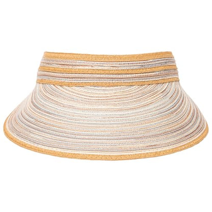 San Diego Hat Company Women's Mixed Braid Brim Visor with Velcro, Sun Hats for Women - color: Tan
