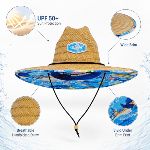 Palmyth Straw Hat for Men & Women Sun Hats, Beach Hat, Fishing Hat UPF 50+ - color: Fishfrenzy