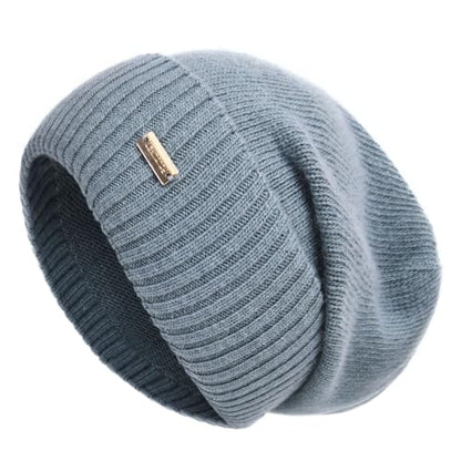 jaxmonoy Slouchy Beanies for Women Winter Lightweight Ladies Knit Hat Cuffed Soft Warm Slouch Beanie Cap - Brown - color: Blue