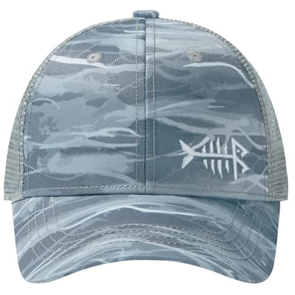 BASSDASH Altimate Fishing Hat Mesh Back for Men Women Adjustable Baseball Trucker Cap - color: Grey Camo