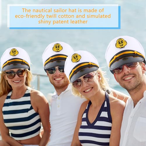 8 Pieces Captain Hats Adjustable White Sailors Navy Marine Admiral Caps for Yacht Theme Party Costume Accessory - color: Style 2