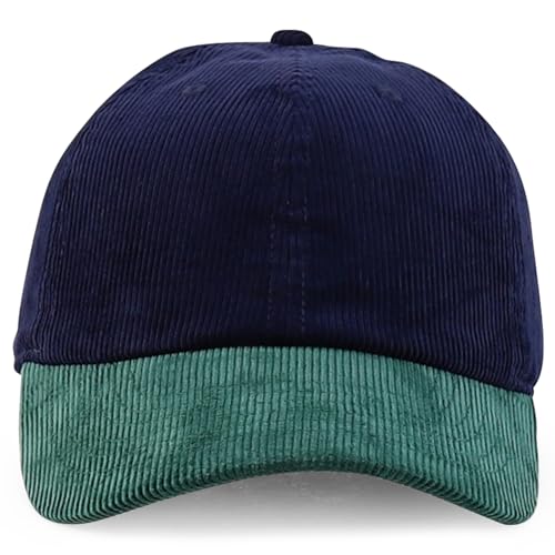 Trendy Apparel Shop Cotton Corduroy Unstructured Baseball Cap Dad Hat - color: Navy Green