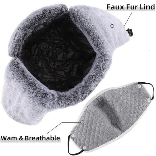 Connectyle Trapper Hat for Men Women Faux Fur Trooper Trapper Winter Hat with Ear Flaps Waterproof Ushanka Hunting Hats - color: White