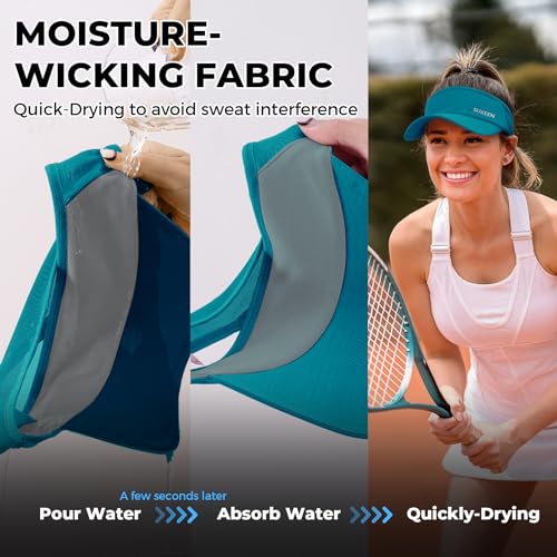 Sukeen Lightweight Sports Sun Visor Hat for Men Women - color: Teal Blue
