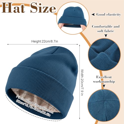 Geyoga Beanie and Touchscreen Gloves Set for Women Men Unisex Winter Knitted Hat Skull Cap Warm Gloves with Knit Fleece Lined - color: Blue