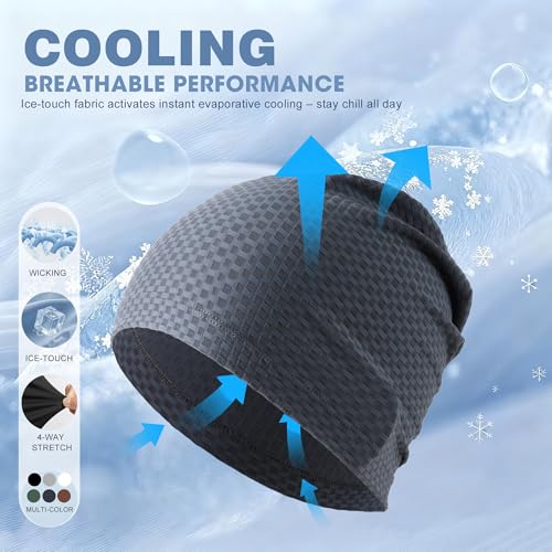 WTACTFUL 3-Pack Breathable Cooling Skull Cap for Men & Women Summer - color: Black+white+blue