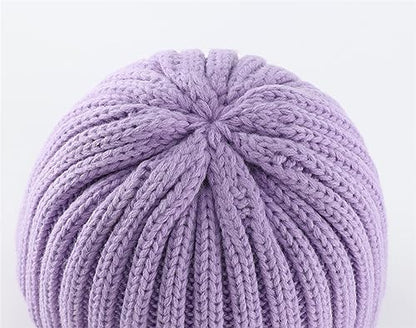 Connectyle Women's Rib Knit Cuffed Beanie Hat Stretch Acrylic Winter Hat Thick Warm Snow Ski Cap - color: Light Purple