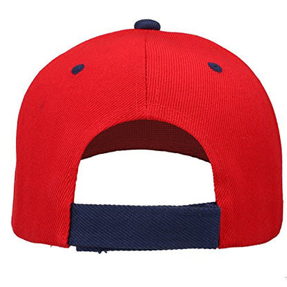 Falari Wholesale Bulk Lot 12-Pack Baseball Cap Adjustable Size Plain Blank Solid Color - color: Red/Navy
