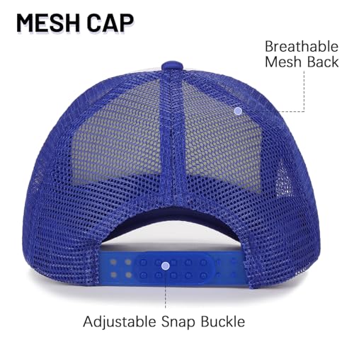 Ultrafun 10 Pack Trucker Hat Mesh Sublimation Blank Hats Adjustable Baseball Caps Hats for Men Women - color: Royal Blue White