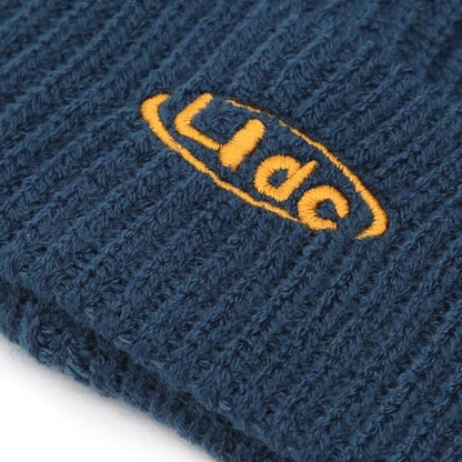 UNDERCONTROL Flexible Fit Logo Embroidery Unisex Fall Winter Thin Long Acryl Trawler Beanie Knit Slouchy Skull Ski Hat Korea - color: Flex Liquid Navy
