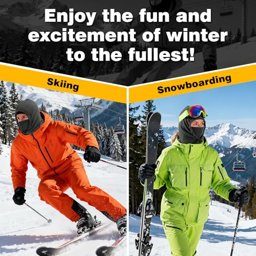 Winter Balaclava Ski Face Mask: Men Women Warm Windproof Face Cover Hat - color: Grey