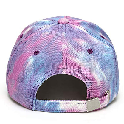 BEARUN Cotton Tie Dye Low Profile Cap Hiphop Baseball Cap Fashion Dad Hat - color: Blue Purple