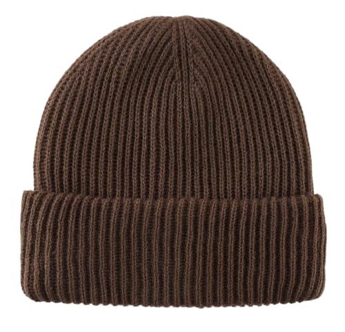 Home Prefer Rib Knit Beanie Hat for Men and Women Cuffed Beanie Winter Hat - color: Coffee