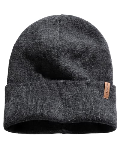 FURTALK Beanie for Men Women Cuffed Thick Knitted Winter Hat Skull Cap - color: Heather Grey