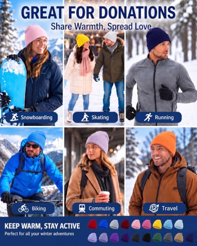Jecery 80 Pack Winter Beanies Bulk Knit Hats for Men Women - color: Multi Colors
