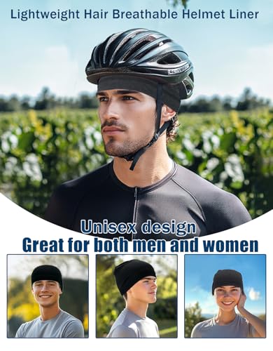 Cotton Skull Caps Lightweight Summer Beanie Hat Thin Sleep Sleeping Hats Chemo Caps Running Helmet Liner - color: Black & Heather Grey