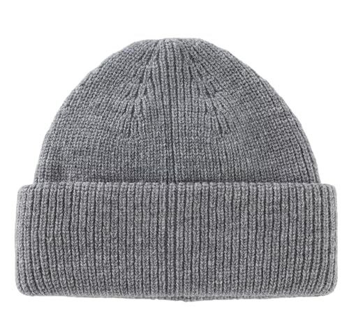 Connectyle Short Fisherman Beanie for Men Women Warm Winter Hats Knit Cuffed Beanies Skull Cap Acrylic Watch Hat - color: Light Grey