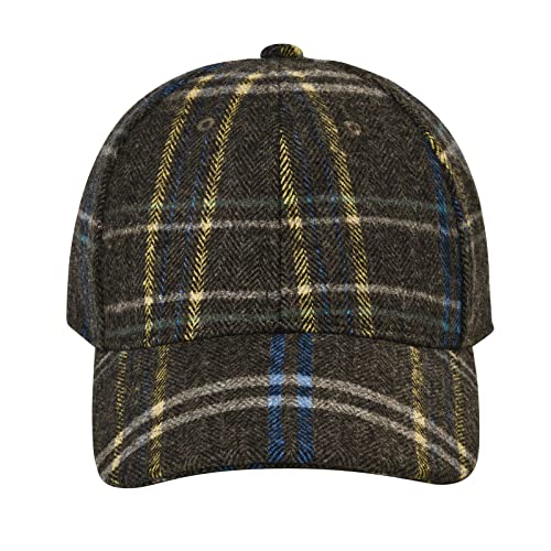 BOTVELA Men's Herringbone Tweed Baseball Cap Wool Blend Fitted Hat - color: Brown Plaid, size: 7 1/2