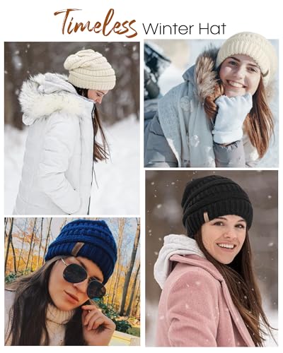 FURTALK Winter Hats for Women Fleece Lined Knit Beanie Hats Slouchy Warm Beanies Ski Skull Cap - color: Beige
