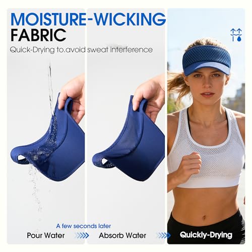 AUSFLUG Sun Visor Hat Men Women - Moisture Wicking Lightweight Sports Cap - color: Blue