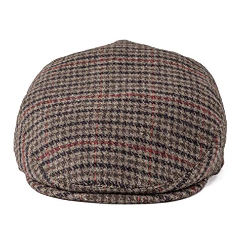 FEINION Men's Wool Tweed Newsboy Ivy Cap Gatsby Golf Flat Hat - color: Houndstooth Coffee, size: 7 3/4