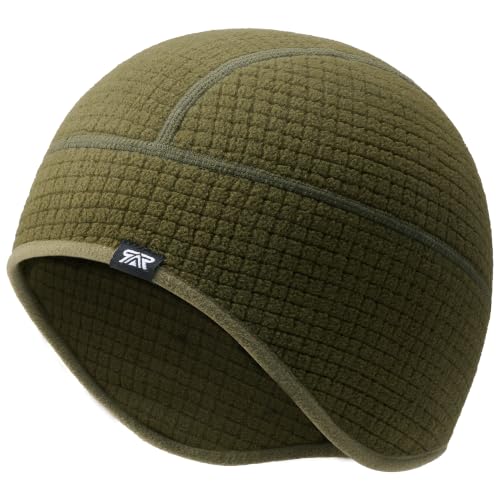 SUNMECI Winter Grid Fleece Skull Cap Thermal Helmet Liner for Men Women - color: Army Green