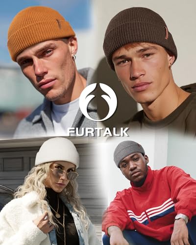 FURTALK Fisherman Beanie for Men Women 2 Styles Cuffless or Cuffed Knitted Unisex Winter Hat Outdoor All-Day Warmth - color: Navy