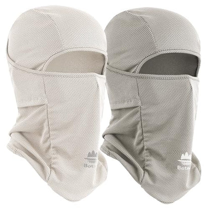Balaclava Ski Mask, Sun Protection Breathable Face Cover Men Women - color: Beige+grey